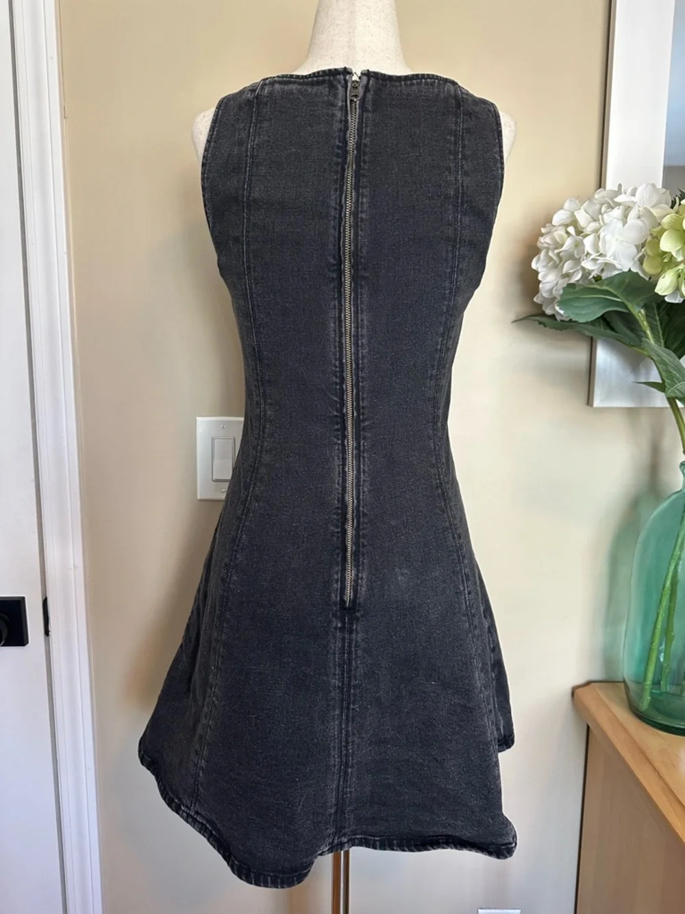 Abercrombie & Fitch Black Mila Squareneck Denim Mini Dress size XS - Picture 3 of 4